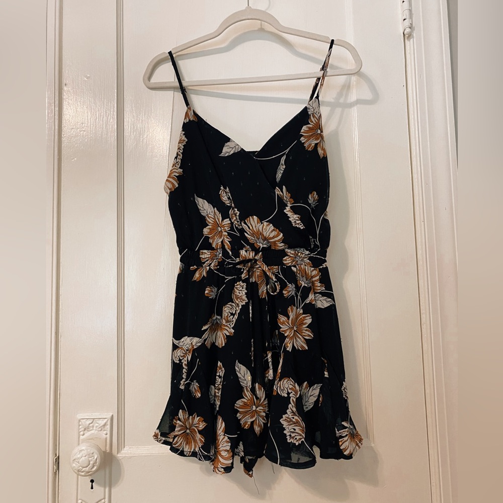 Black floral romper